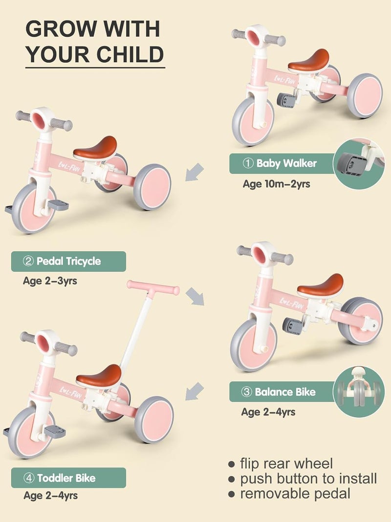 LOL-FUN Tricycle for Toddlers 1-3 Years Old Riding Toy, 5 in 1 Baby Balance Bike 2 Year Old Boys Girls with Parent Steering Push Handle - Image 2